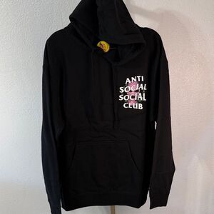 Anti Social Social Club x Sad boys - Black Hoodie with Pink Text